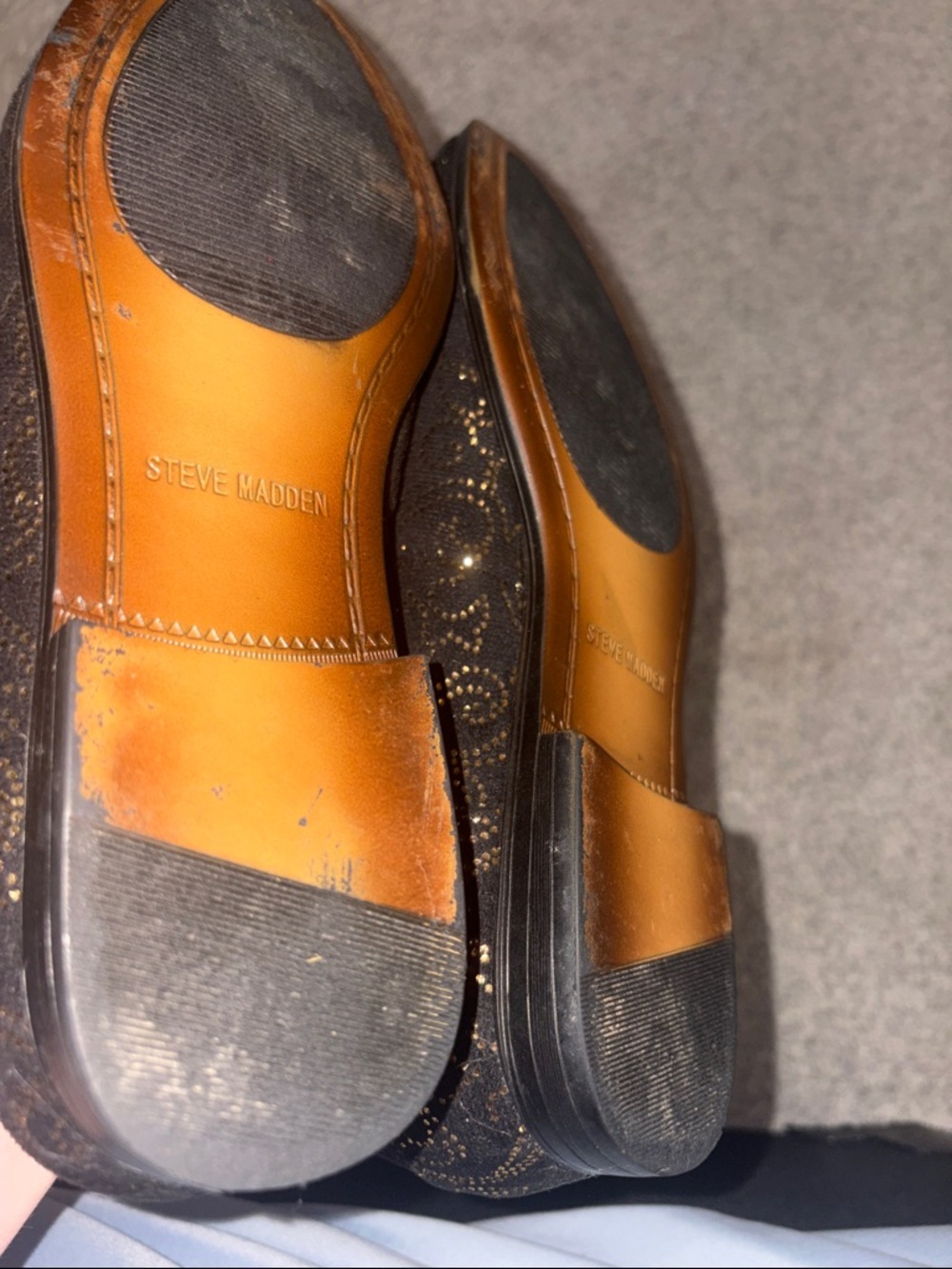 Steve Madden Black Loafers with Gold Studded Swirl Detail - Picture 4 of 5